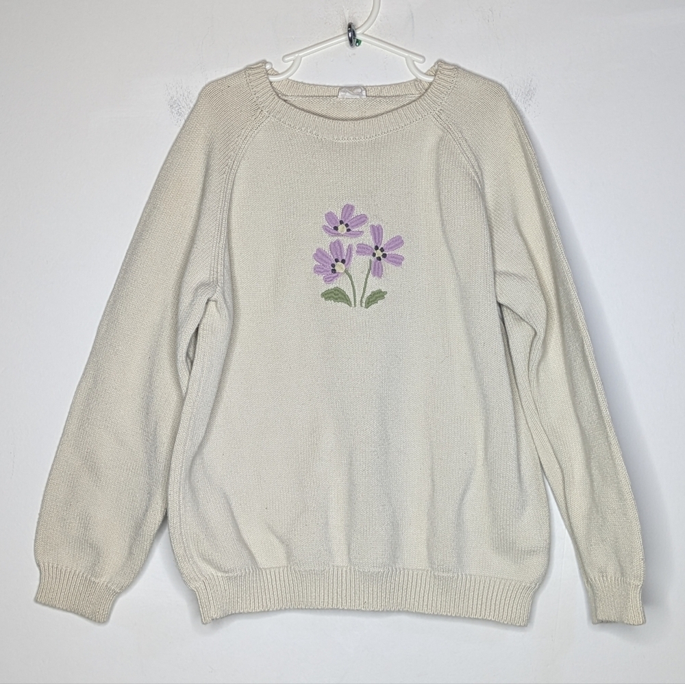 Jamie Kay Audrey Cream  Purple Floral Knitted Jumper 10